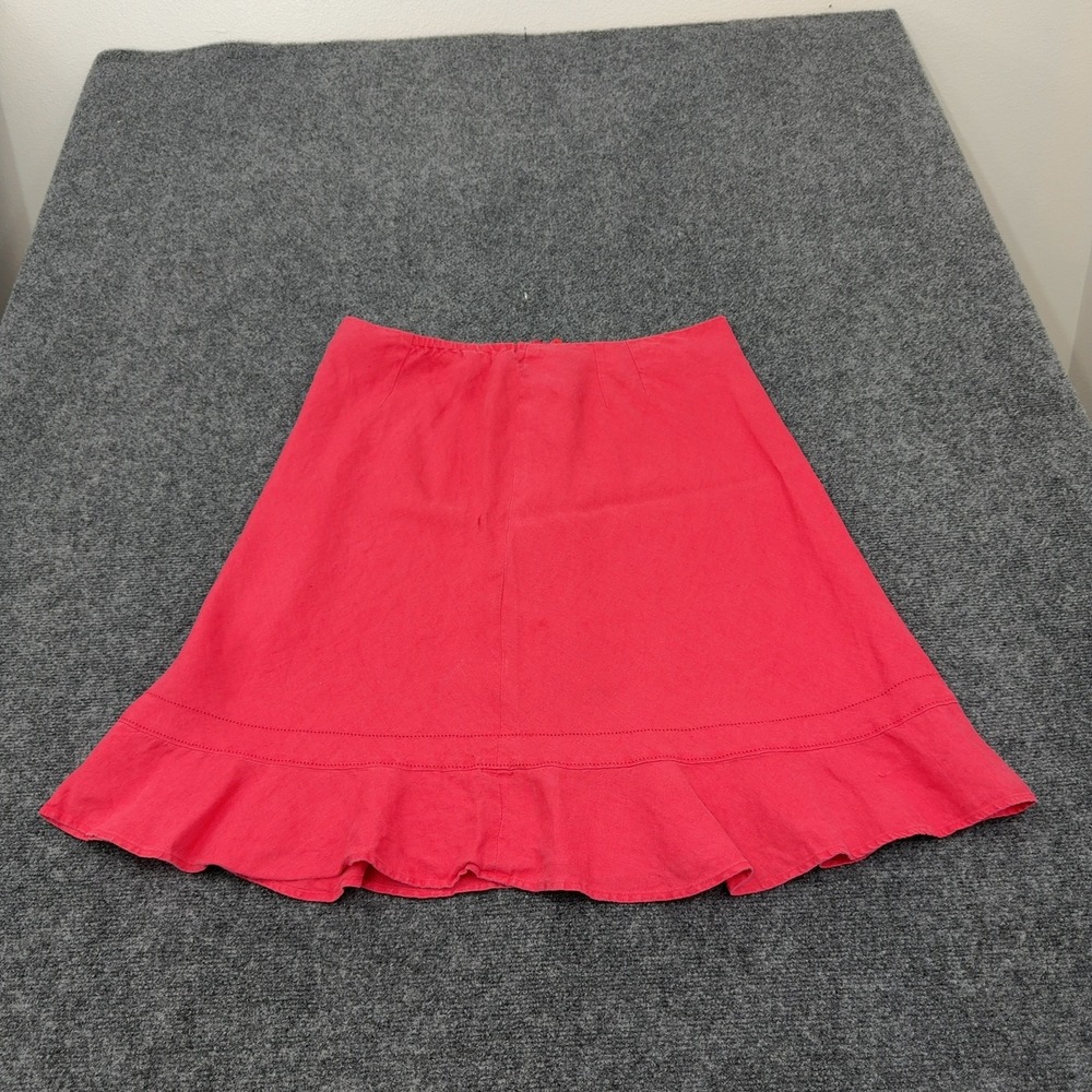 Talbots Skirt Women‎ 16W Red Linen Ruffle Hem Irish Linen A-Line Classic Style